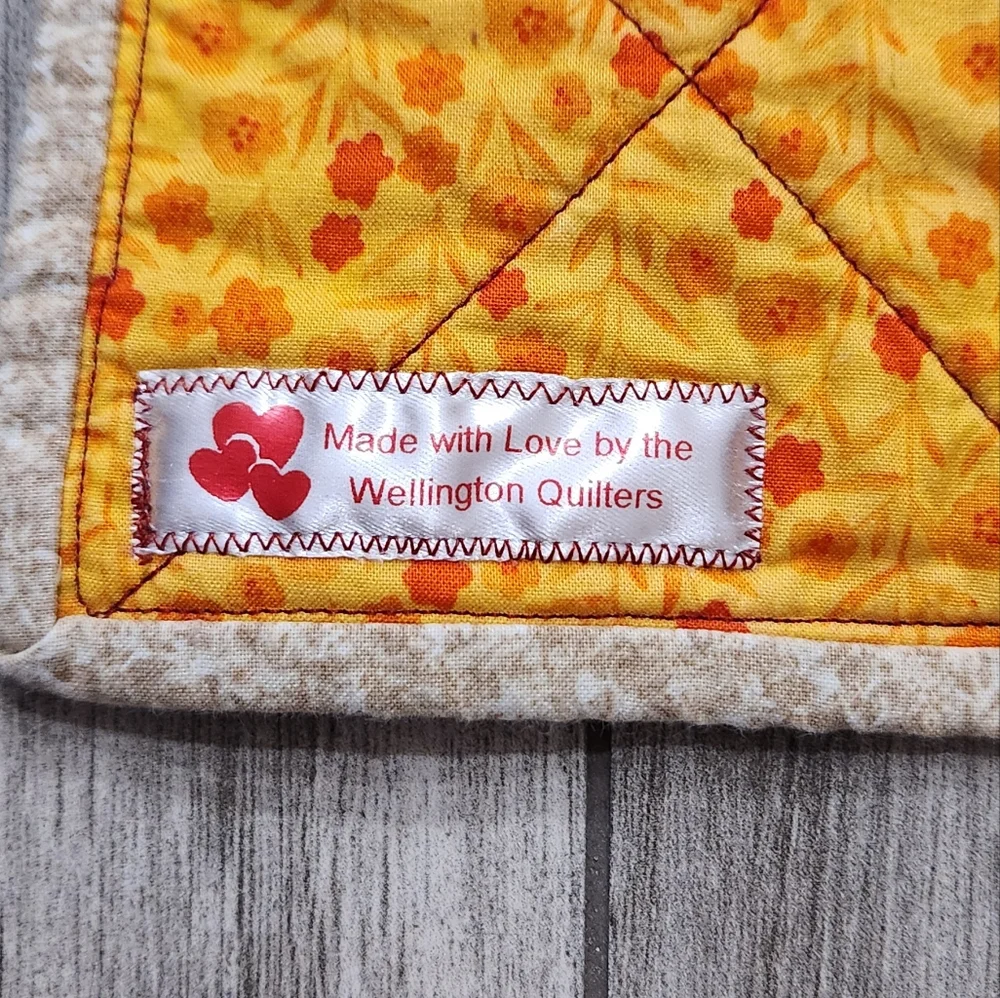 Handmade Patchwork Quilt Crib Lap Throw Fall Theme orange yellow brown cream
